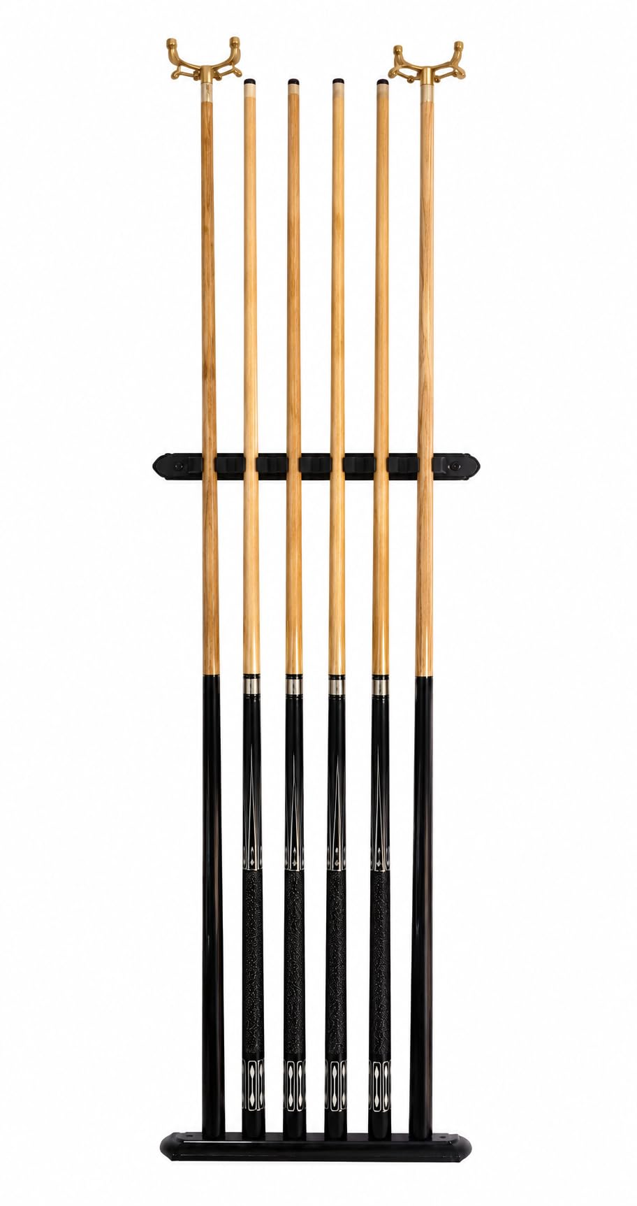 John West Billard Set mit Wandhalterung, 4 Queues 145 cm, 2 Brückenqueues | Queuehalter für 6 Queues, Zweiteilige Billardqueues, Pool Billard Zubehör Set