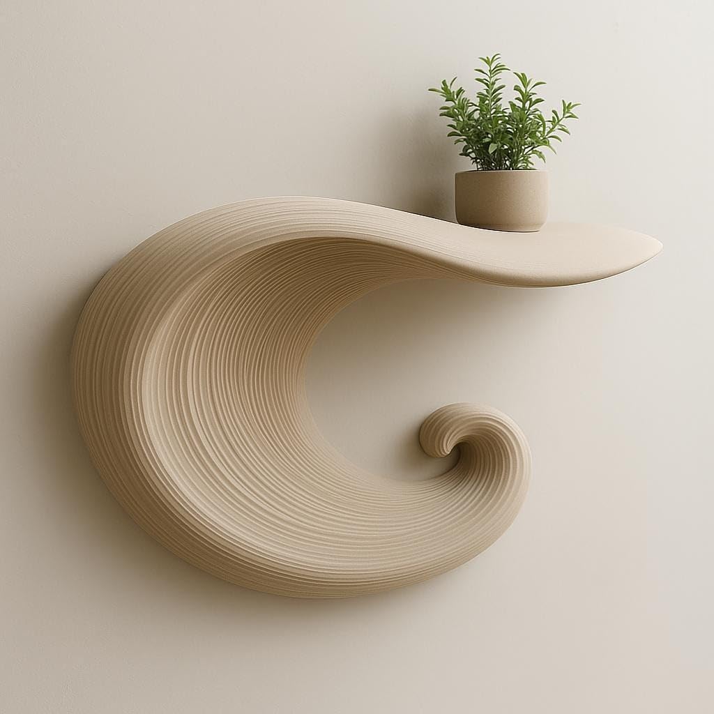 Wave-Inspired 3D Printed Floating Shelf | Modern Wall Art Shelf | Minimalist Home Decor | Sculptural Display Shelf | Unique Gift Art Lovers | Shelf Size: 6 inches (15 cm)