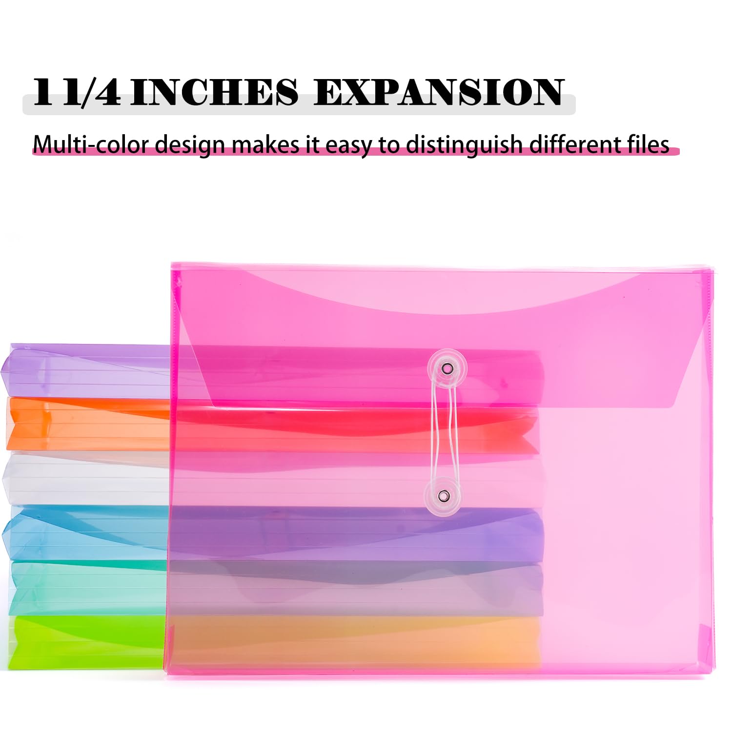 Buste in plastica formato A4, formato lettera, con chiusura a bottone e cordino, espansione da 3,8 cm, trasparenti, organizer per documenti a caricamento laterale, per casa, scuola e ufficio (28)