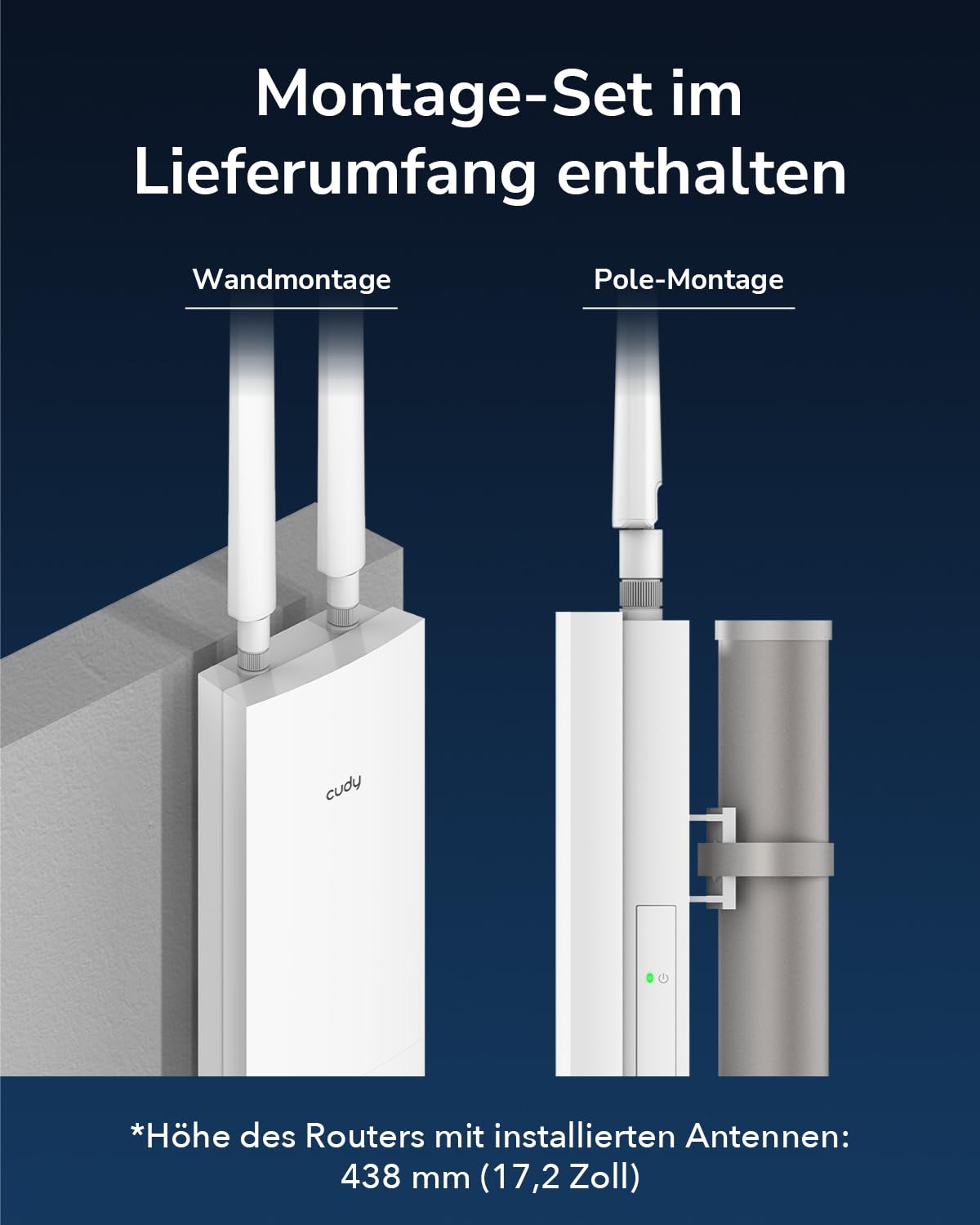 Cudy Outdoor AX3000 High Power WiFi 6 Access Point, IP65 wetterfest, Externe High Power FEMs, Gigabit RJ45 Ports, unterstützt 802.3at oder 48~57V Passive PoE, Blitzschutz, MU-MIMO