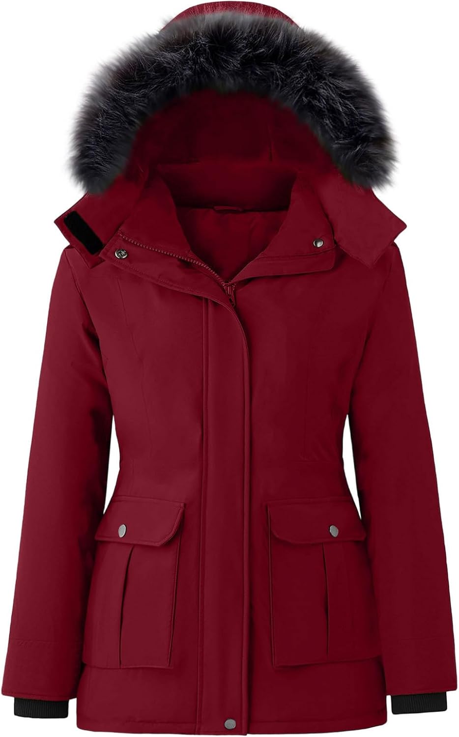 YRAETENM Winter Coats for Women Thicken Warm Parkas Windproof Insulated Ski Jackets Hooded Anoraks Outerwear with Pockets