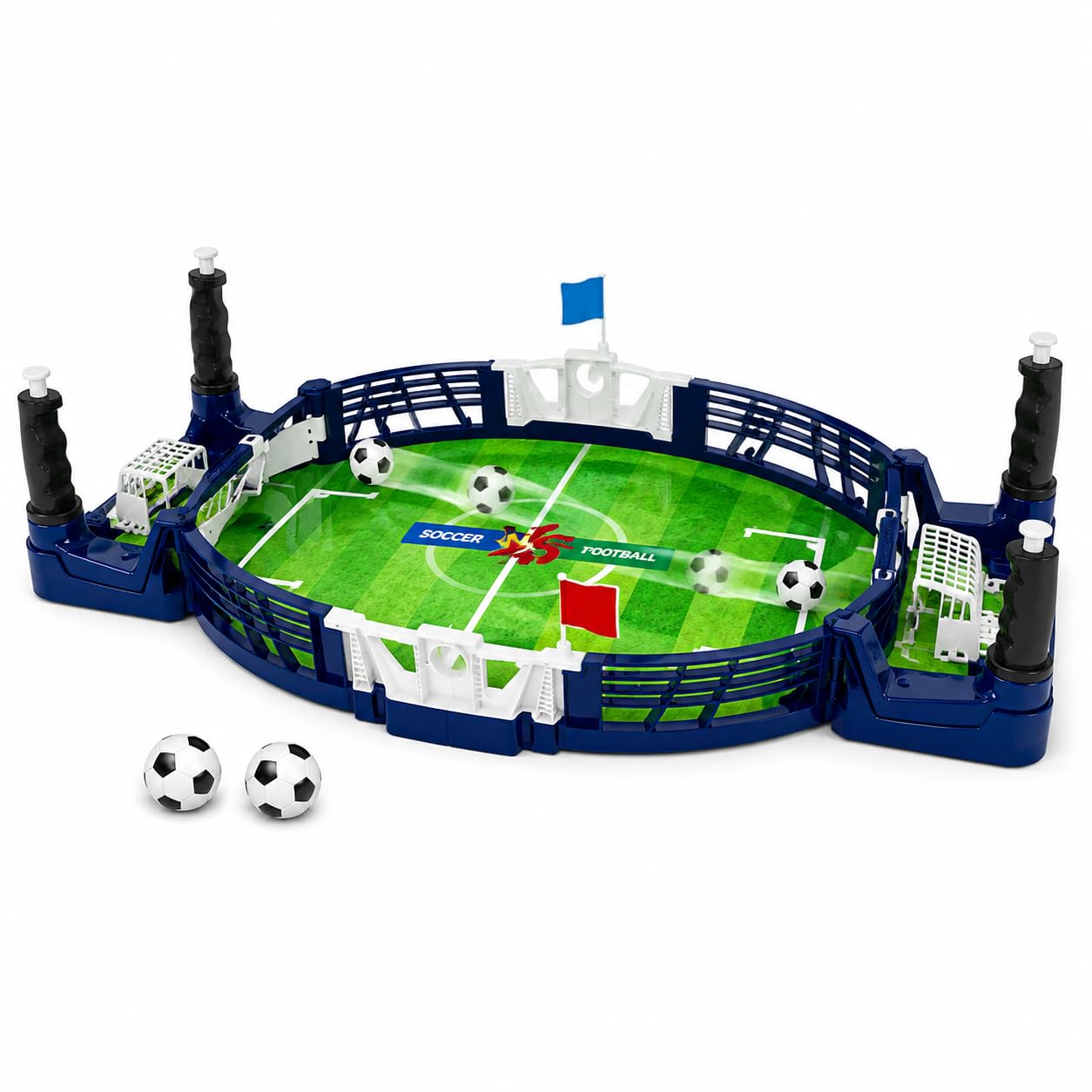braintastic mini tabletop football board game, indoor interactive foosball, 2 player desktop pinball soccer game, plastic, multicolour, 18x15x38 cm