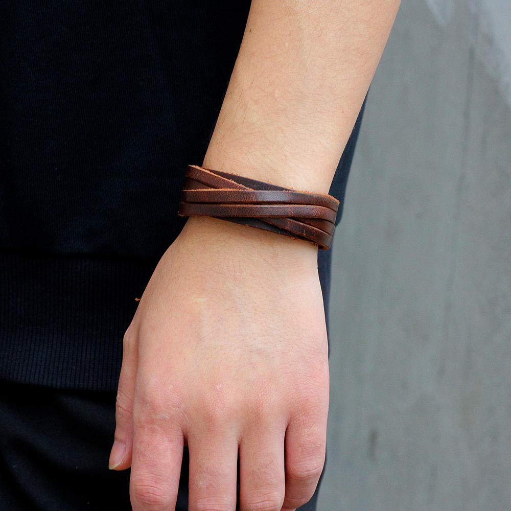 Paar Lederarmband, Retro-Lederarmband Modetemperament Ehepaar Brown mehrschichtig