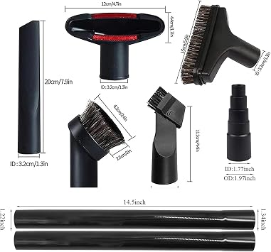 Vacuum Attachments for Shop Vac Accessories 1 1/4 inch Cleaning Accessories Kit with Universal Vacuum Hose Adapter Vacuum Extension Wand Horse Hair Brush Flexible Crevice Tool(8 PCS)
