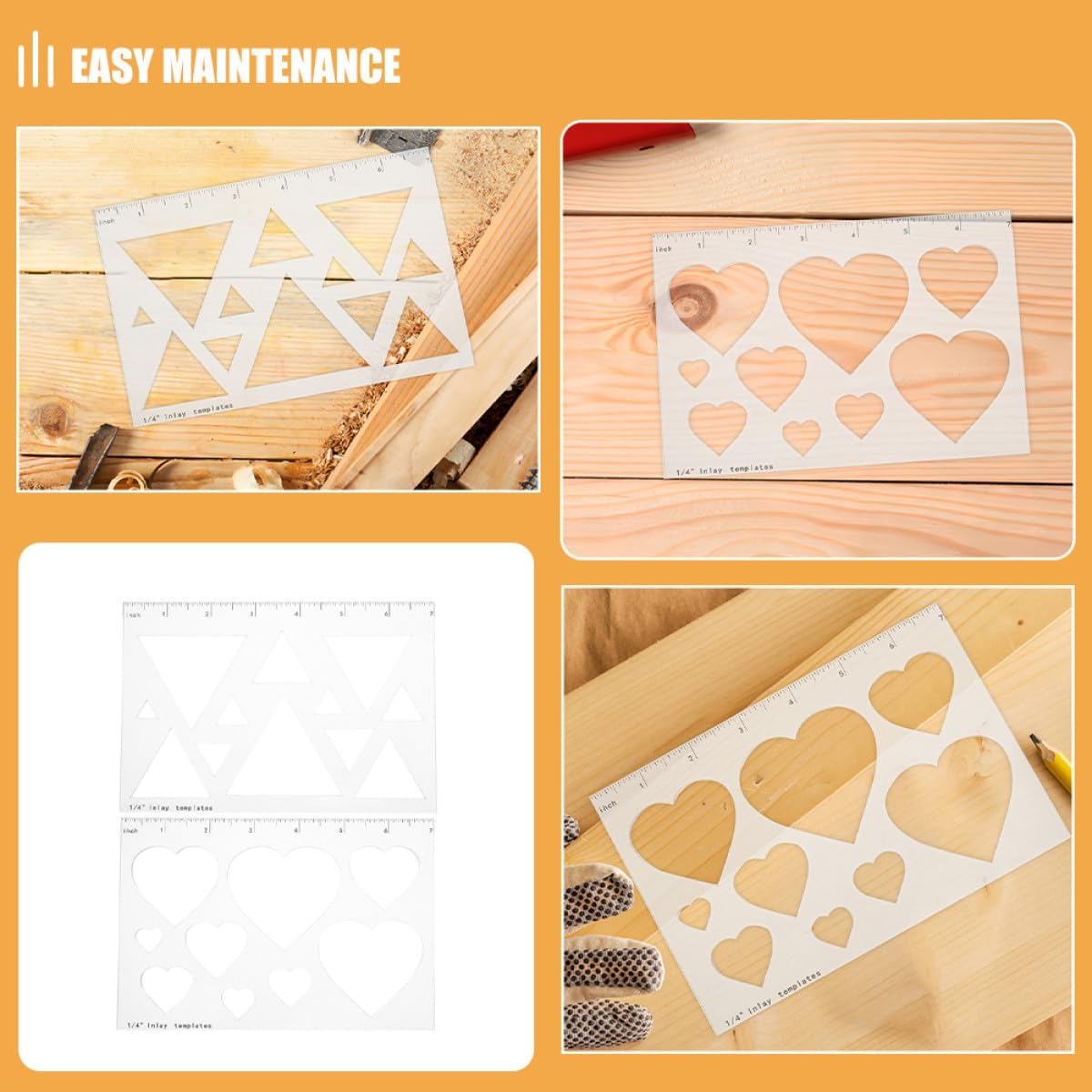 Gatuida 2pcs Acrylic Woodworking Router Templates Inlay Guide Board Set for Accurate Cutting and Positioning, Router Base Plate for DIY Woodworking Projects