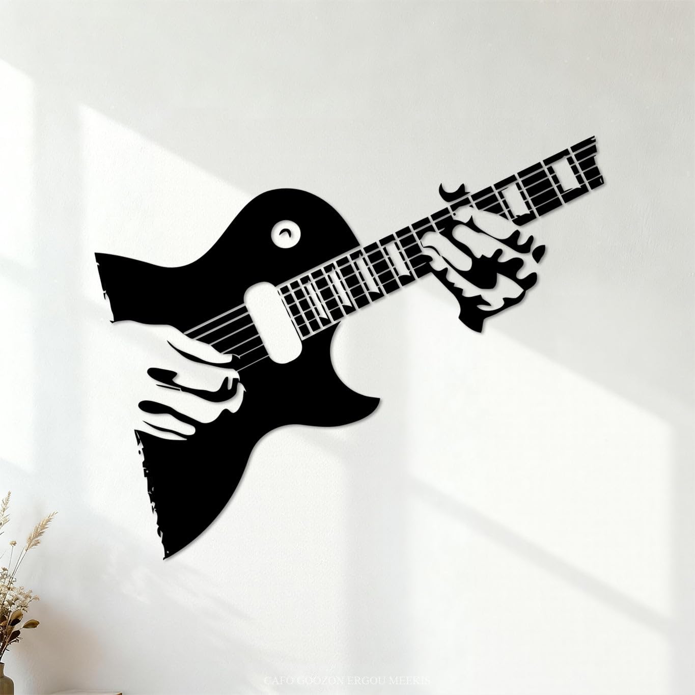 Lettering Stickers Guitar Music Rock Star 68x81.7cm Easy Installation Black