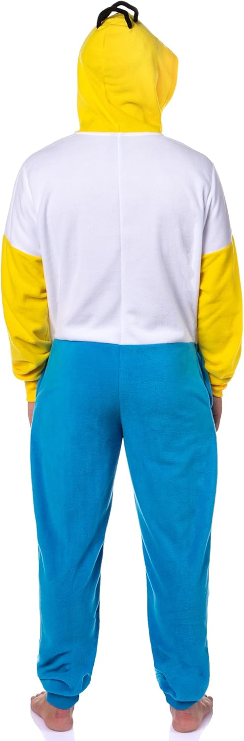 Mad Engine The Simpsons Costume Hooded Union Suit - Men's Simpson One Piece Character Costume Fleece Pajama Footless Sleeper