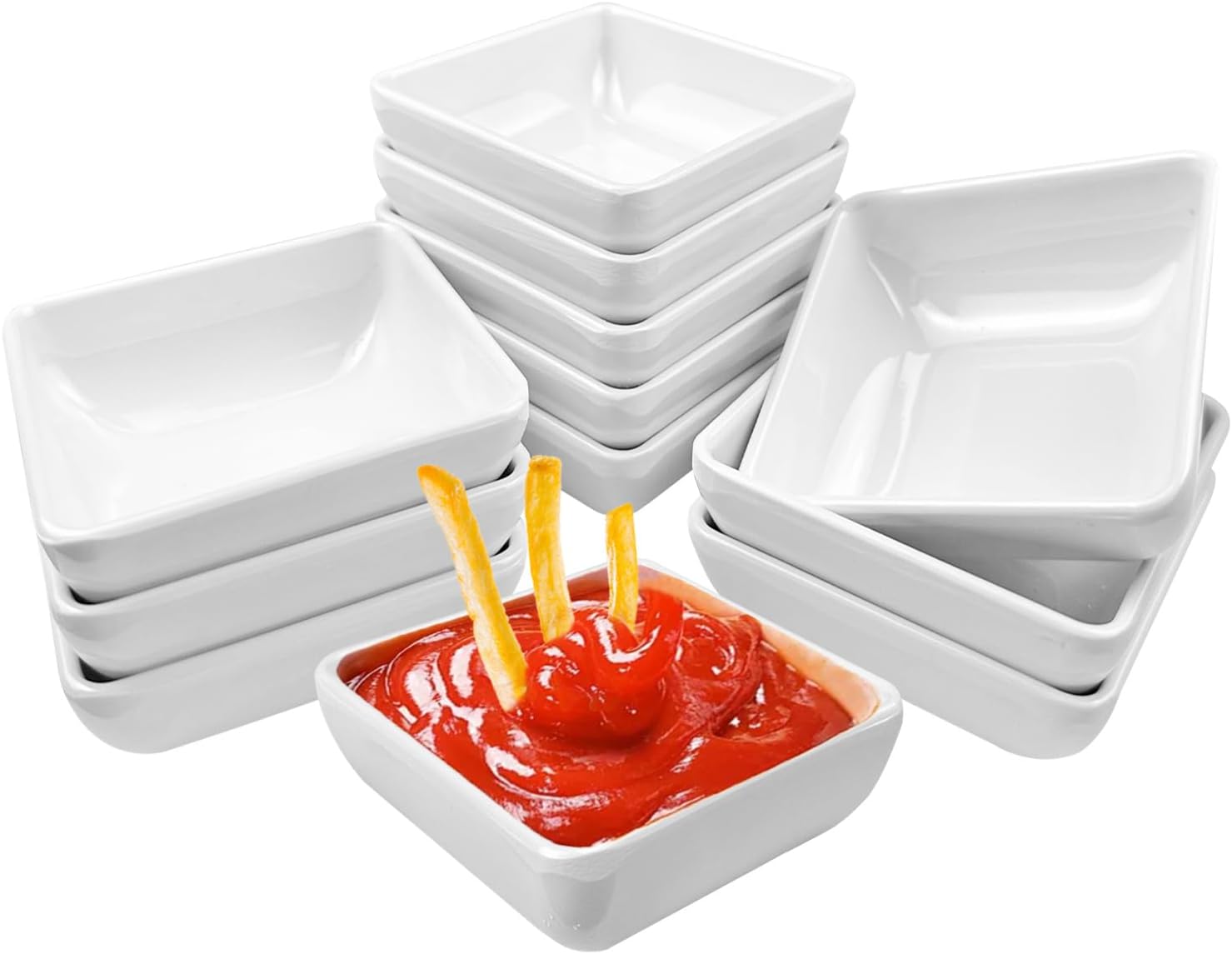 8er Set Sojasauce Schälchen Weiß - Praktische Dip-Schälchen Für Sushi & Snacks (8,6x3,9cm)