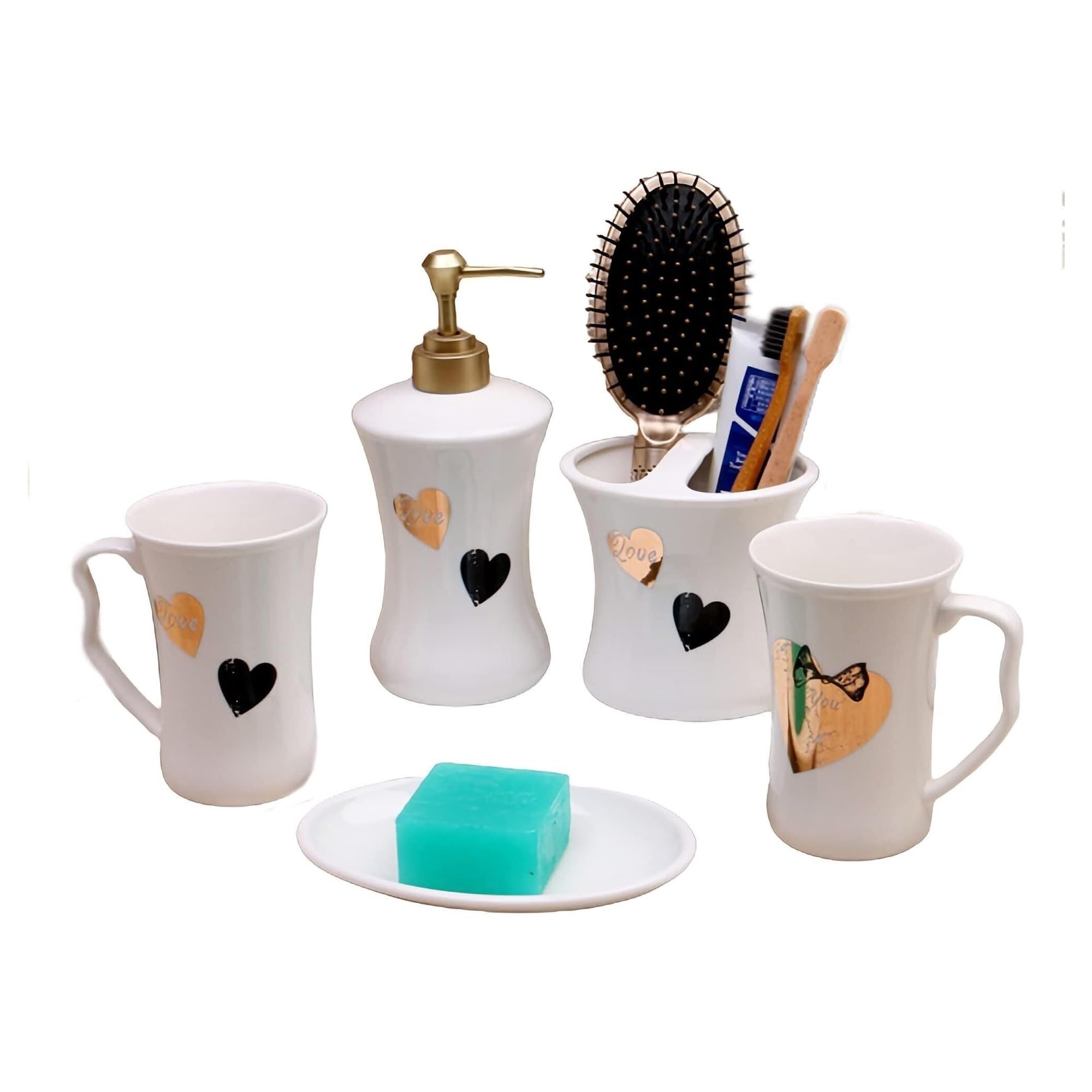 Ensemble d'accessoires de salle de bain moderne avec distributeur de savon et gobelet