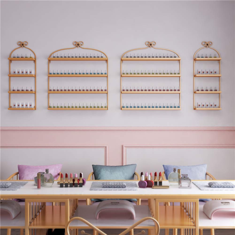 Vitrina metálica de pared con 4 niveles para esmaltes de uñas y perfumes