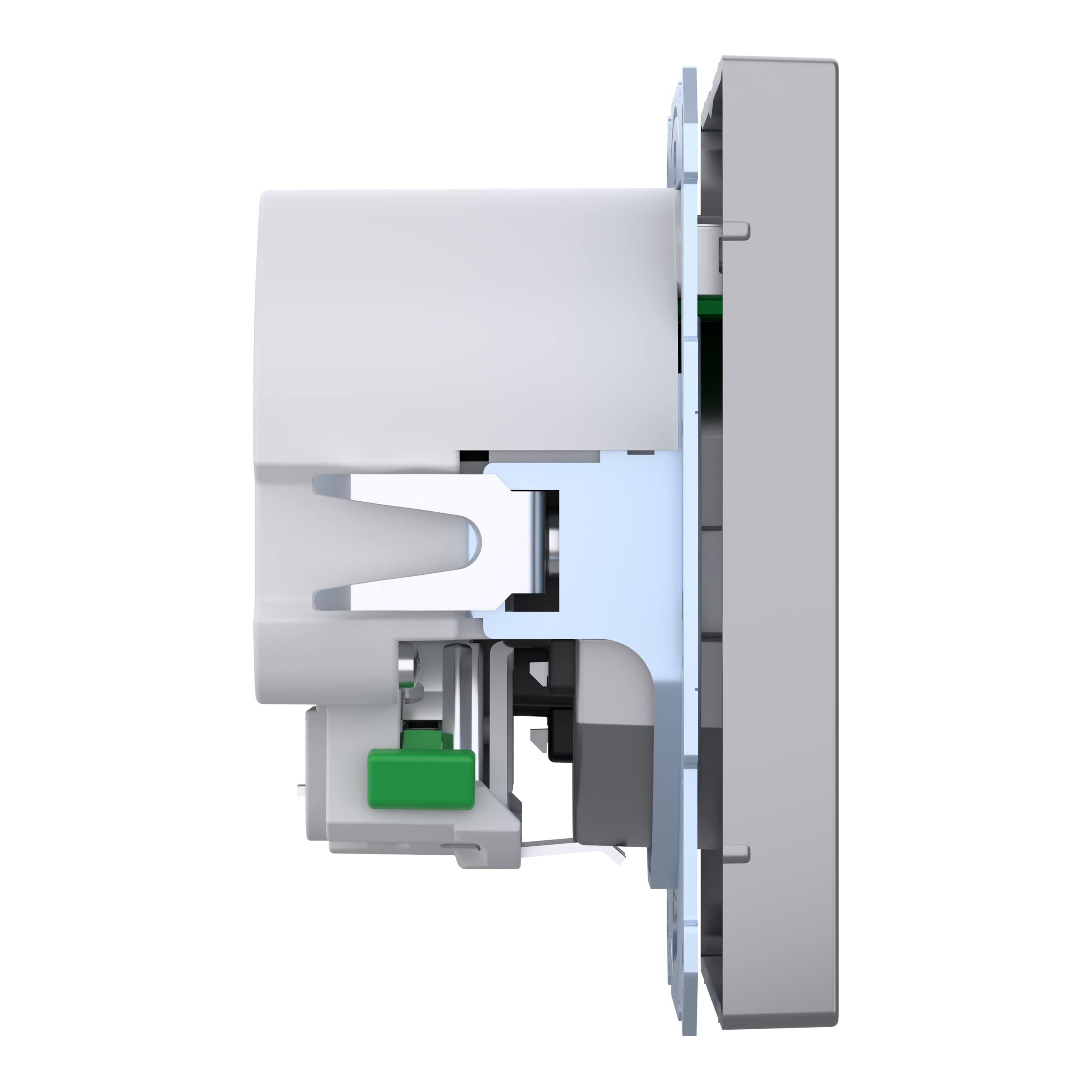 Merten MEG2367-6036 Prise Schuko avec Deux Sorties pour Un Fonctionnement simultané et Un Chargement de Deux appareils USB avec Batterie intégrée en Acier Inoxydable