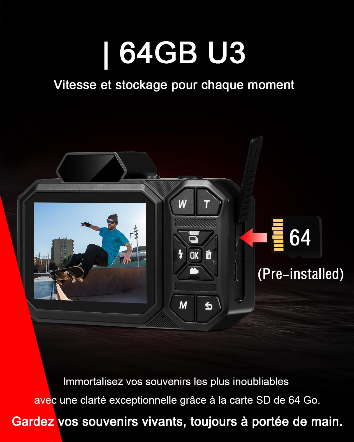 Appareil Photo Numérique, 4K Camera Vlog avec Carte De 64 Go, Autofocus 48MP, Zoom 12X, Flash Et Anti-Vibrations, Appareil Photo Compact, Digital Camera pour Adulte Étudiant et Adolescents