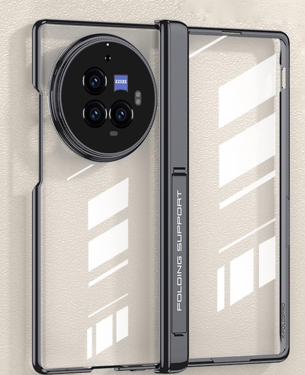 BOUNCEBACK Electroplated Transparent Case/Cover with Magnetic Hinge Protector, Stand & Front Screen Protector for Vivo X Fold3 Pro 5g / Vivo X Fold 3 5g Case Cover - (Clear Black | Polycarbonate) (B0D6ZBN5VQ) Amazon Price History, Amazon Price Tracker