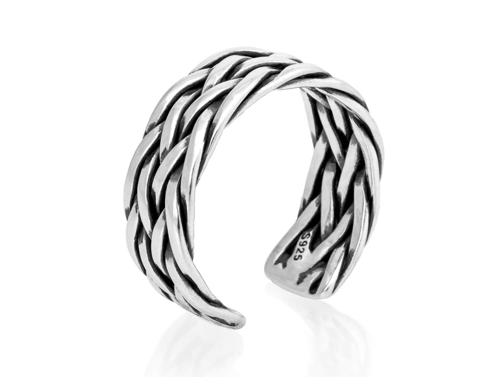 Nature Rebel Herren Ring breit 925 Silber offen verstellbar geflochten