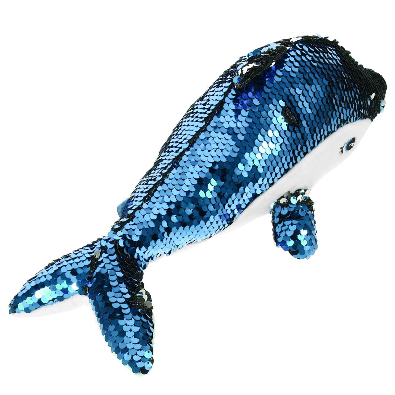 minkissy Dolphin Plush Toy Stuffed Dolphin Soft Toy with Sequin Sensory Texture Blue Plush Animal Doll 11.42In Ocean Decor for Kids Birthday and Bedroom