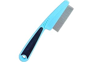 Flea Comb for Dogs and Cats: Flea and Tick Comb with Ergonomic Rubber Handle