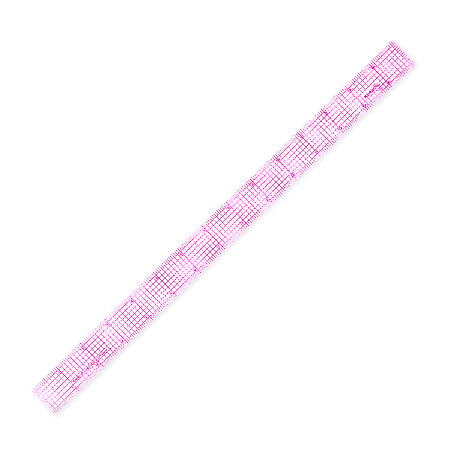 KEARING Clear Sewing Graph Ruler Fashion Design Ruler, Sandwich Line, 1 x 15, Transparent Pattern Making Dress Making Ruler for Sewing Quilting