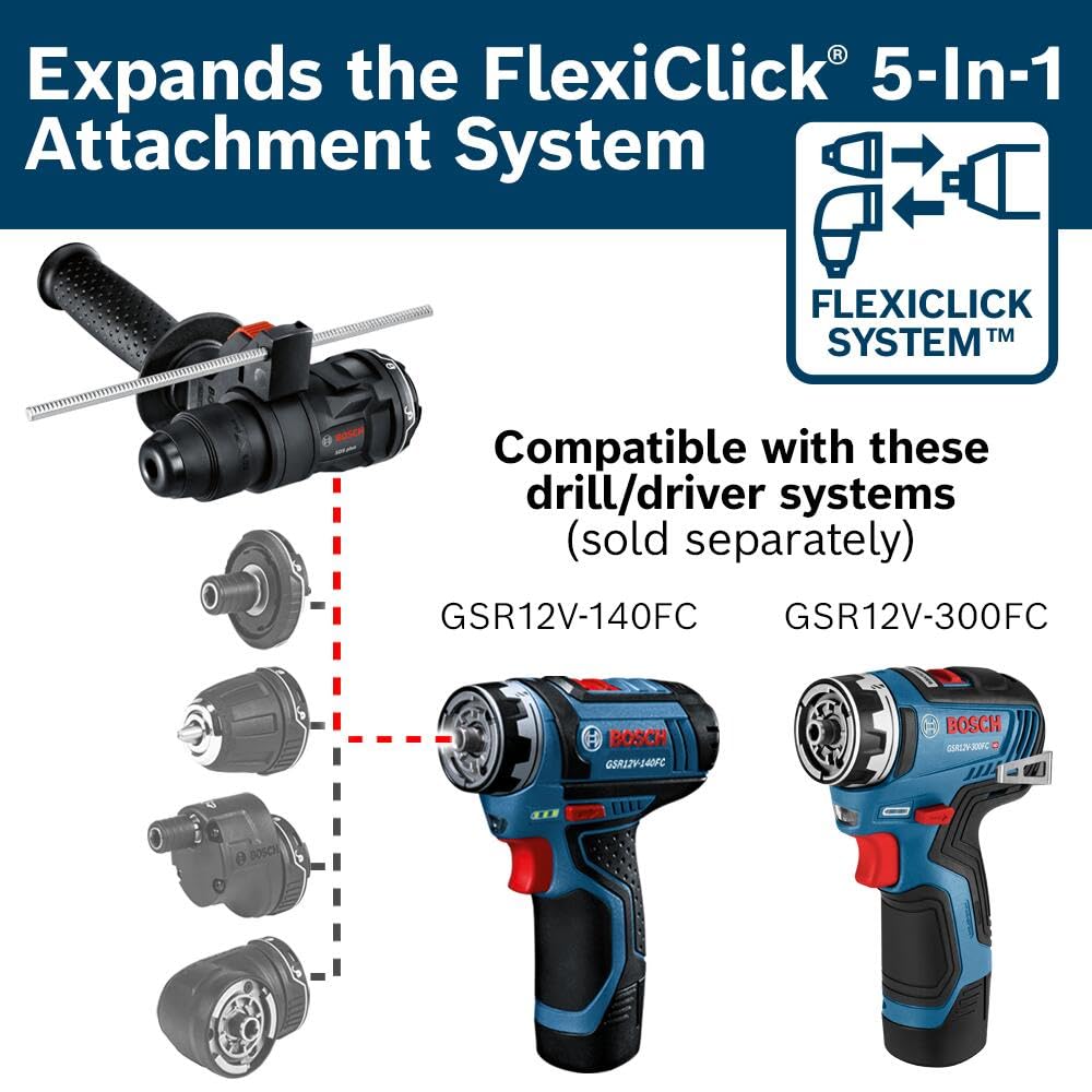 Bosch GSR12V-300FCB22 12V Max EC Brushless Flexiclick 5 en 1 Drill/Driver System with (2) 2.0 Ah Batteries