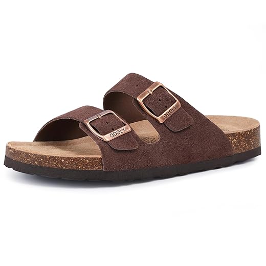 Unisex Cork Footbed Slide Sandal, Arch Support Summer Outdoor Sandals with Adjustable Buckle for Women and Men