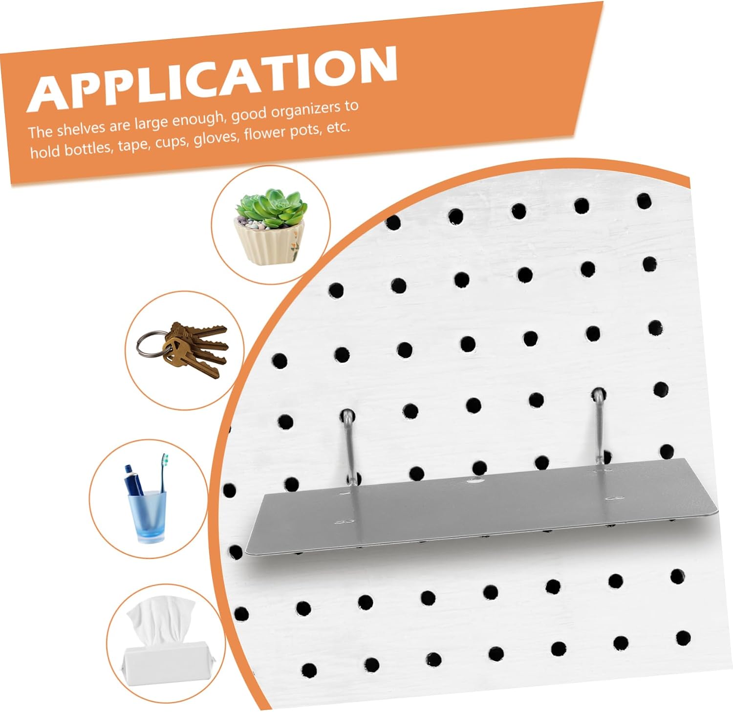 Holibanna Pegboard Shelf Brackets 2 Pack Garage Accessories Wall Mount Bookshelf Office Storage