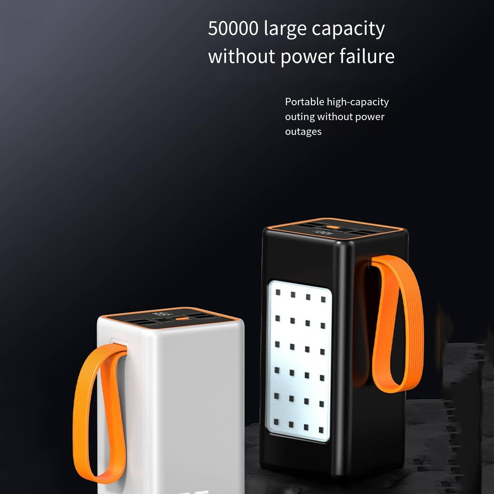 RIDAEX Banco al Aire Libre portátil del Poder del teléfono móvil de Carga súper rápida de la Capacidad 66W de Gran Capacidad 50000 Mah del Banco del Poder,White-90000mAh