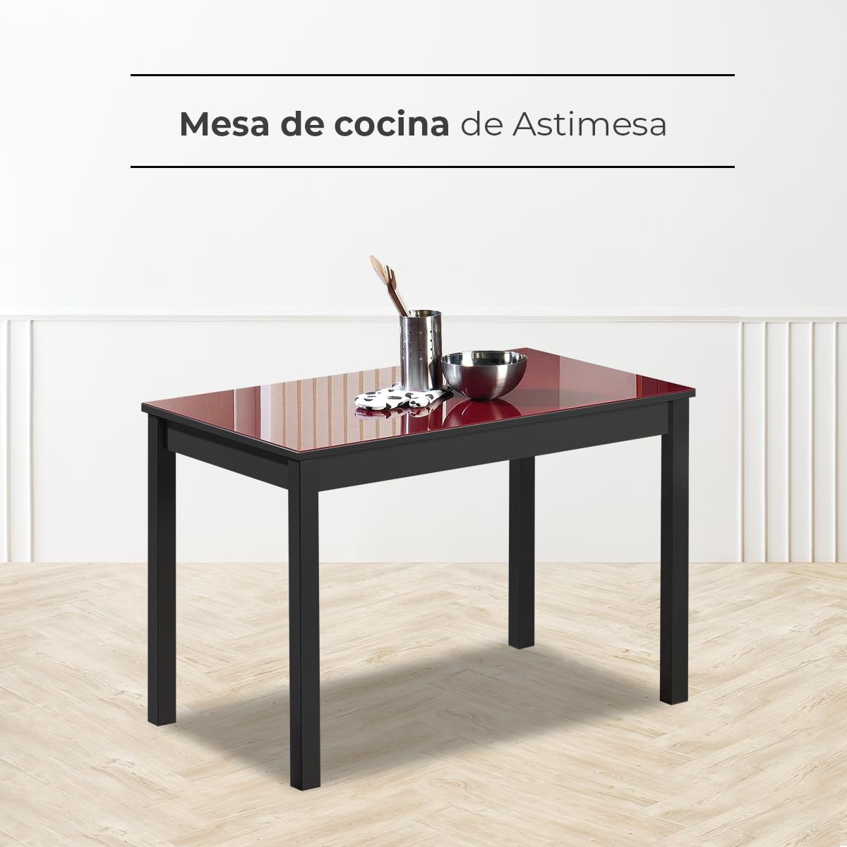 ASTIMESA Table de Cuisine, Rouge, 110 cm x 70 cm