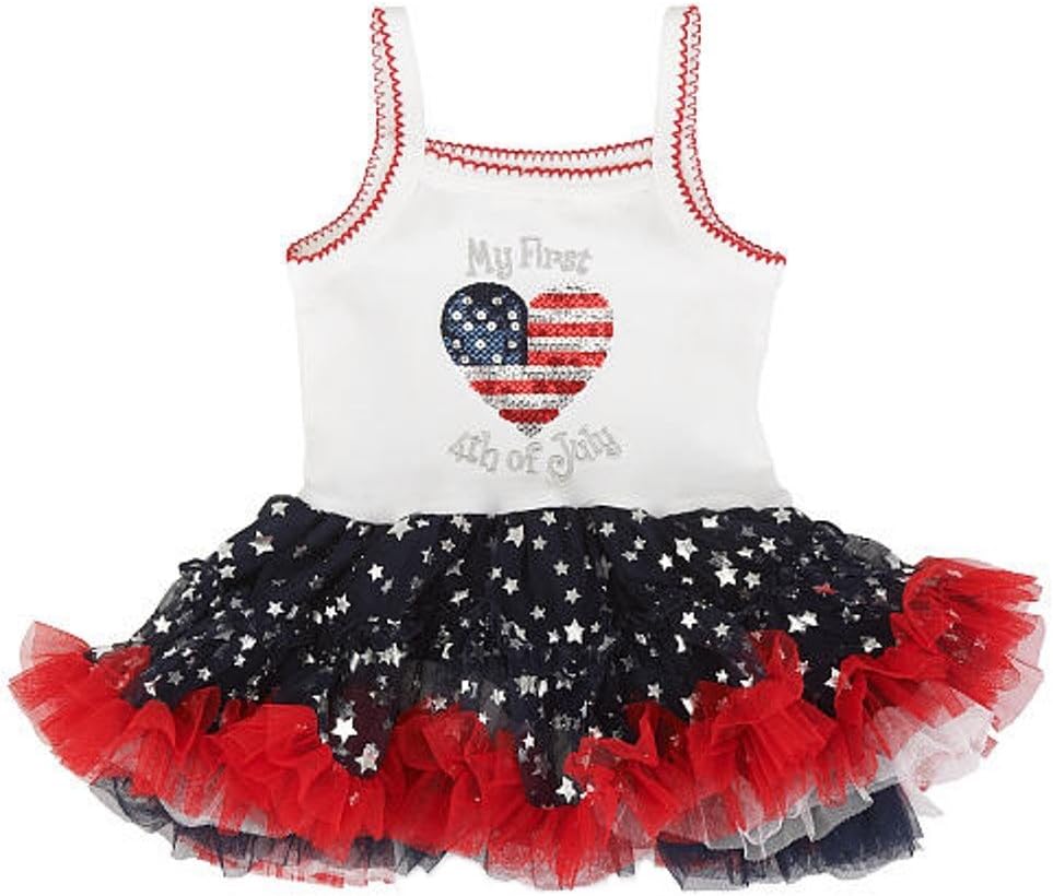 Embroidered Girls Little 4th of July Sleeveless Tutu Dress
