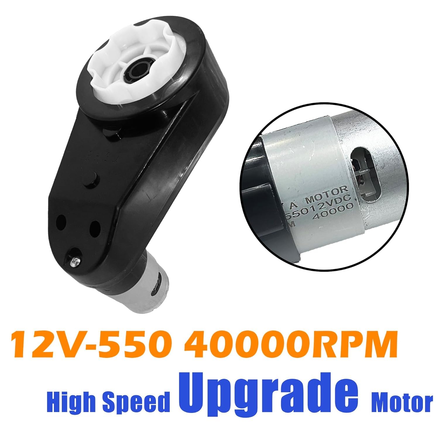 2PCS 12 Volt RS550 40000RPM Ride On Motor Upgrade,High-Speed 12V Ride On Gearbox Motor for Electric Vehicle Replace Parts,Universal Free Coupler - Image 2