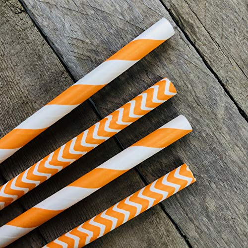 Pitillos de papel naranja y blanco 7.75 pulg 50 pack miniatura 4