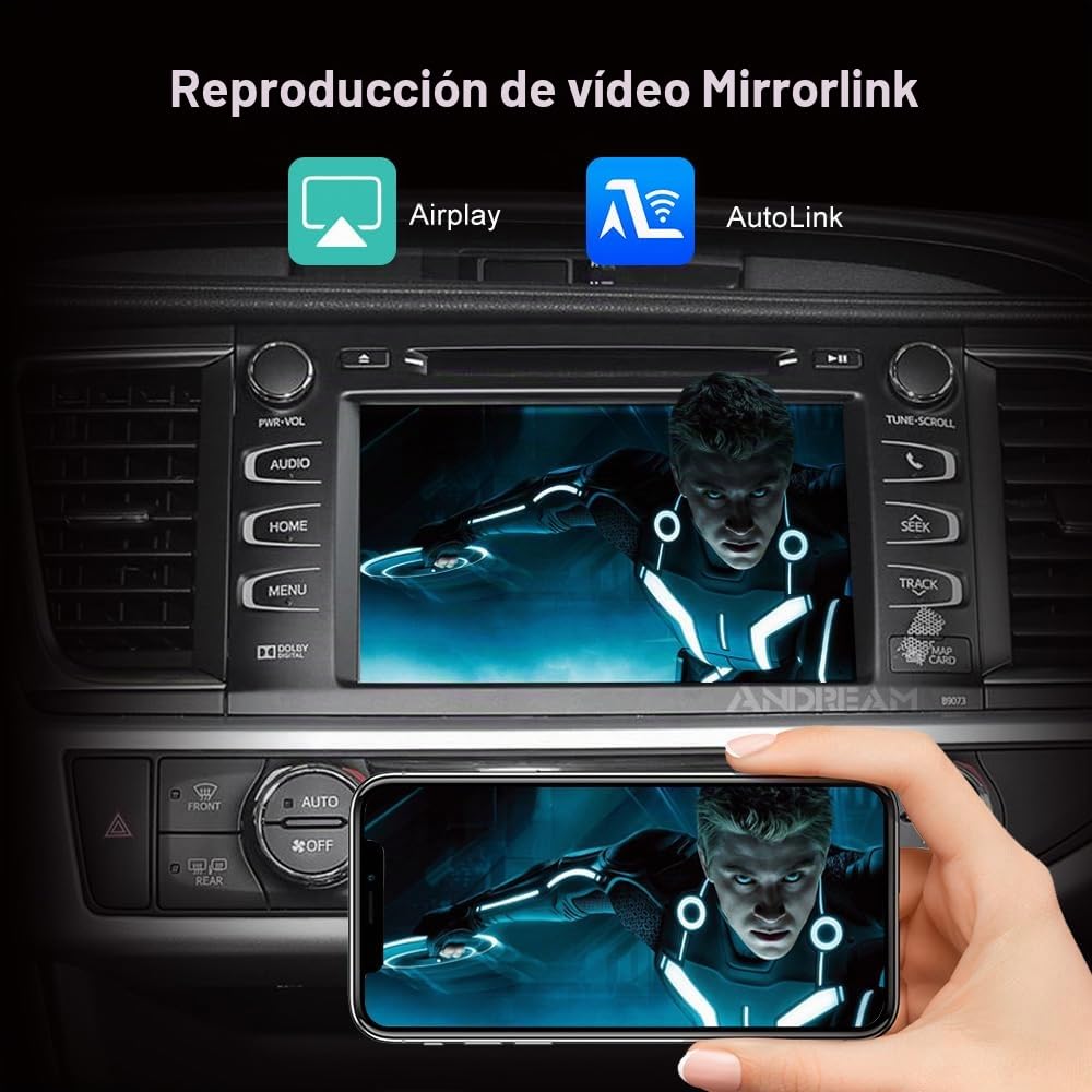 Kit Andream de actualización inalámbrico CarPlay y Android para Toyota Touch 2 - Compatible con CH-R, Avalon, Corolla, Camry, Yaris, Auris, RAV4, Highlander Entune 2.0 2014-2019