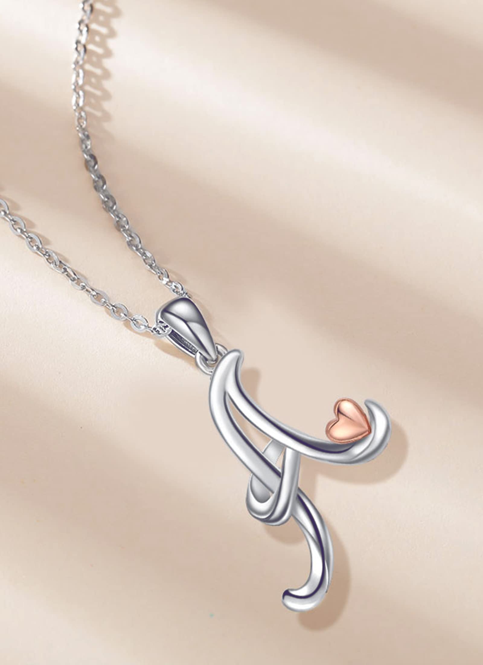 CELESTIA Donna Collana con Iniziale Nome Argent Sterling 925 Ciondolo Cuore Lettera A~Z Gioielli Personalizzato Regali Donne Fidanzata Figlia Compleanno Natale