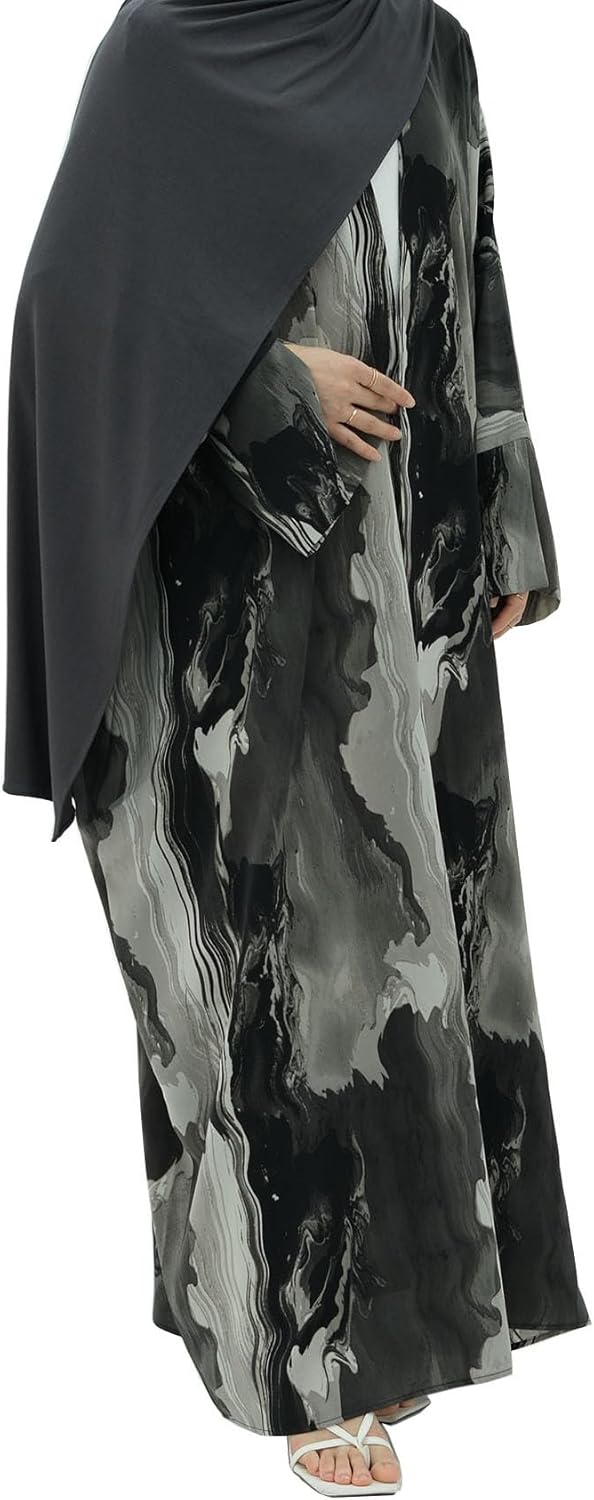 Muslim Prayer Cardigan Fashion Tie-dye Abaya Islamic Light Dress Comfortable Long Robe for Women