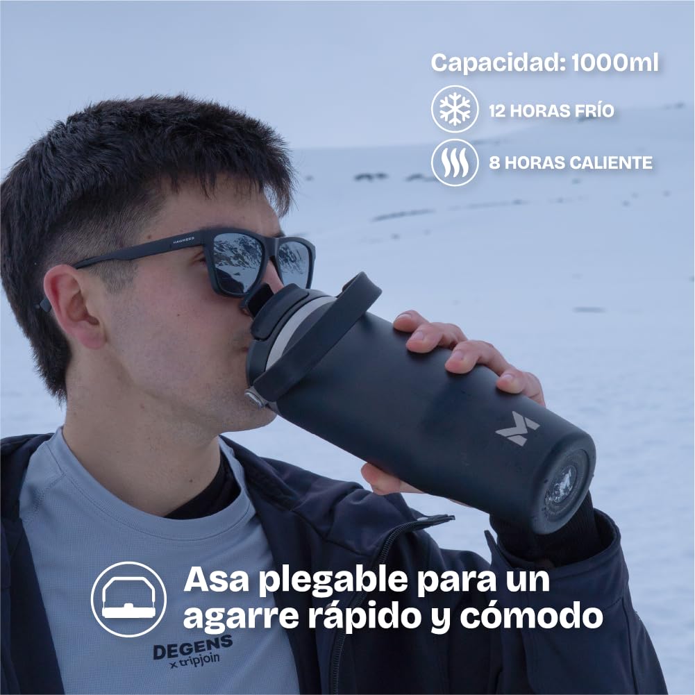 MARVIN THE ICED – 1000 ML– Termo Acero Inoxidable Reutilizable – Botella Térmica Premium para Frío y Calor – Estilo Elegante para Deporte, Trabajo y Urbano (Soul)