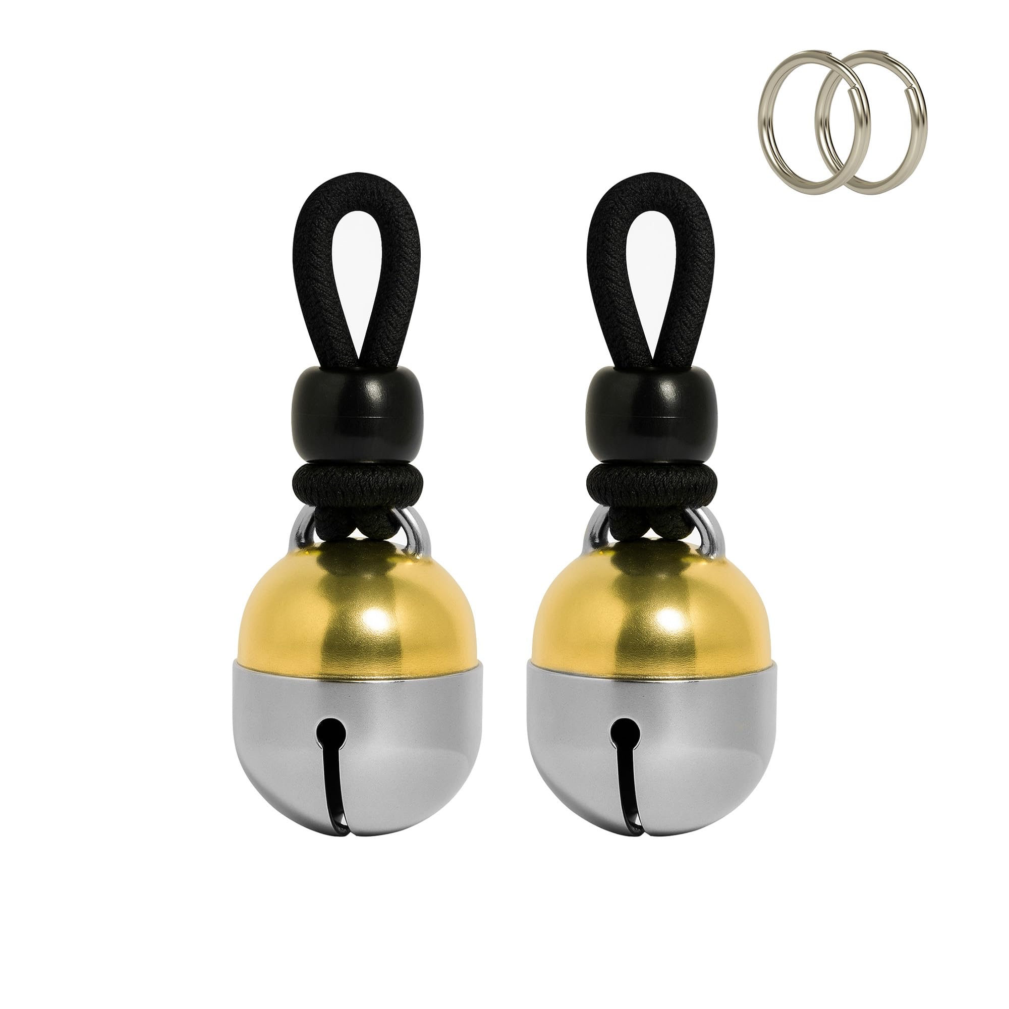 Noble Bells, Pair - Handmade in USA, Extra Loud Collar Bells for Cats and Dogs, Premium Brass and Nickel Silver