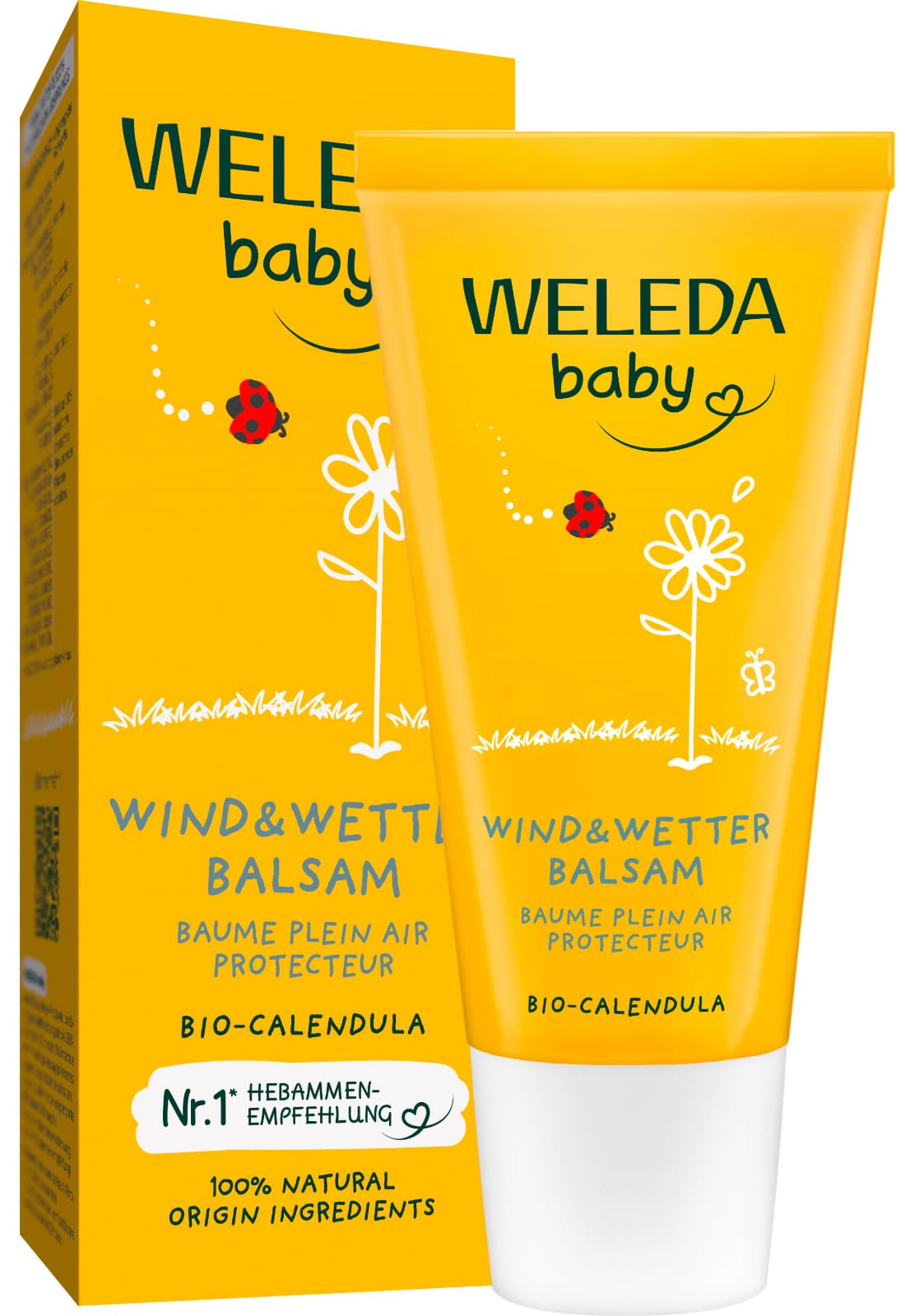 WELEDA Bio Baby Calendula Wind & Wetter Balsam - Naturkosmetik Gesichtscreme & Handcreme mit Mandelöl & Sesamöl zum Schutz empfindlicher & trockener Baby Haut vor rauer Witterung & Kälte (1x 30 ml)