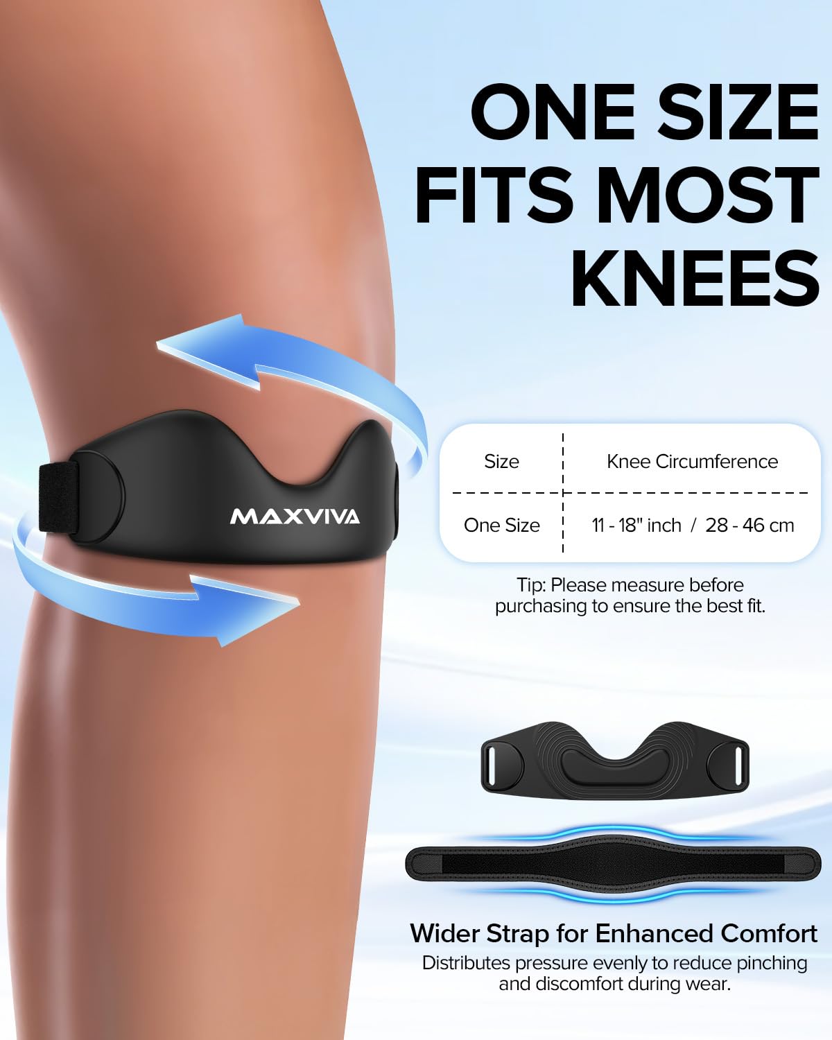 Patellar Tendon Support Strap 2 Pack, Knee Brace for Women & Men, Patella Band for Running Hiking Basketball Gym Fitness Tennis Badminton Cycling, Offers Relief from Meniscus Tear and Knee Pain.