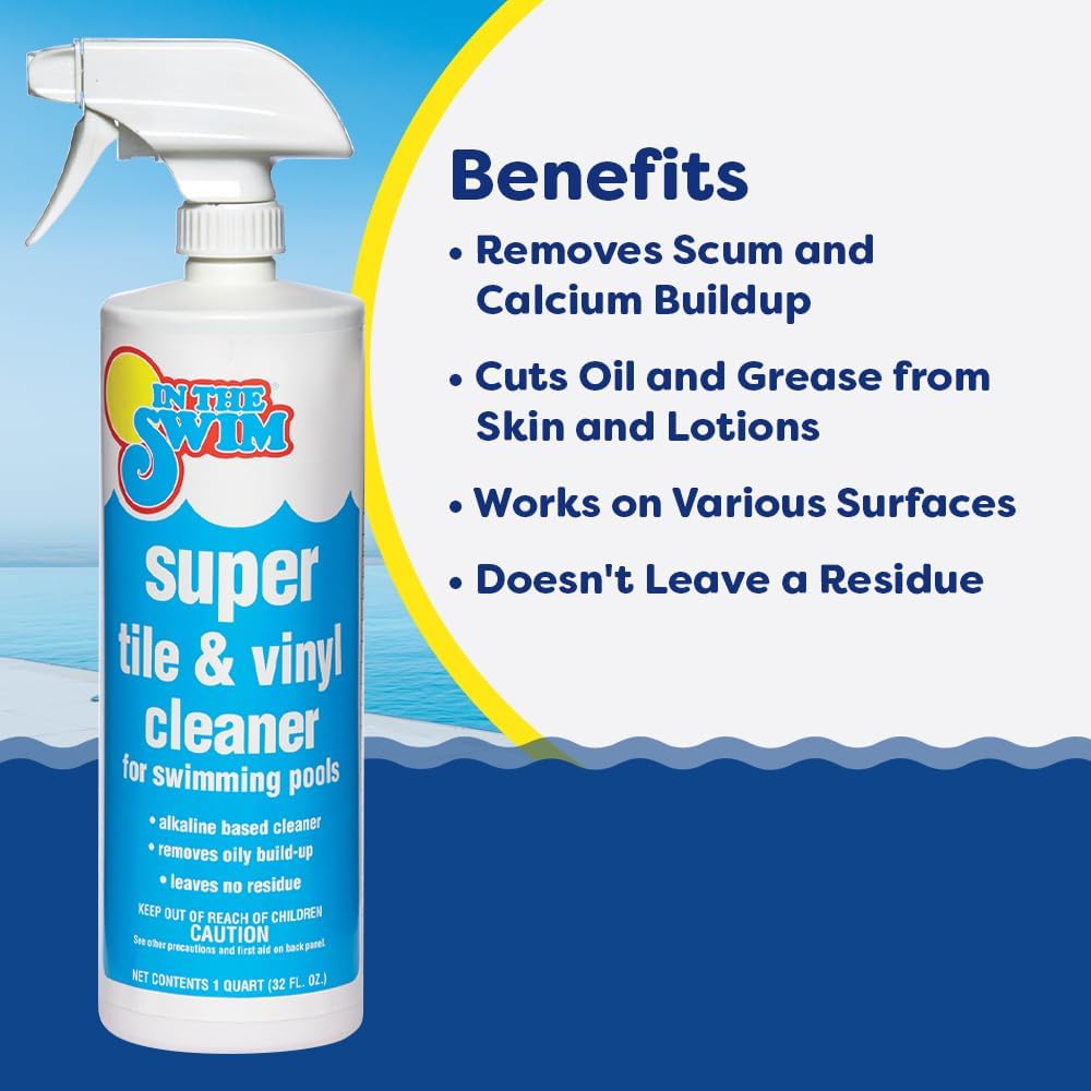 In The Swim Super Pool Tile and Vinyl Cleaner - Oil and Grime Remover - Alkaline Based - 1 Quart - 2 Pack