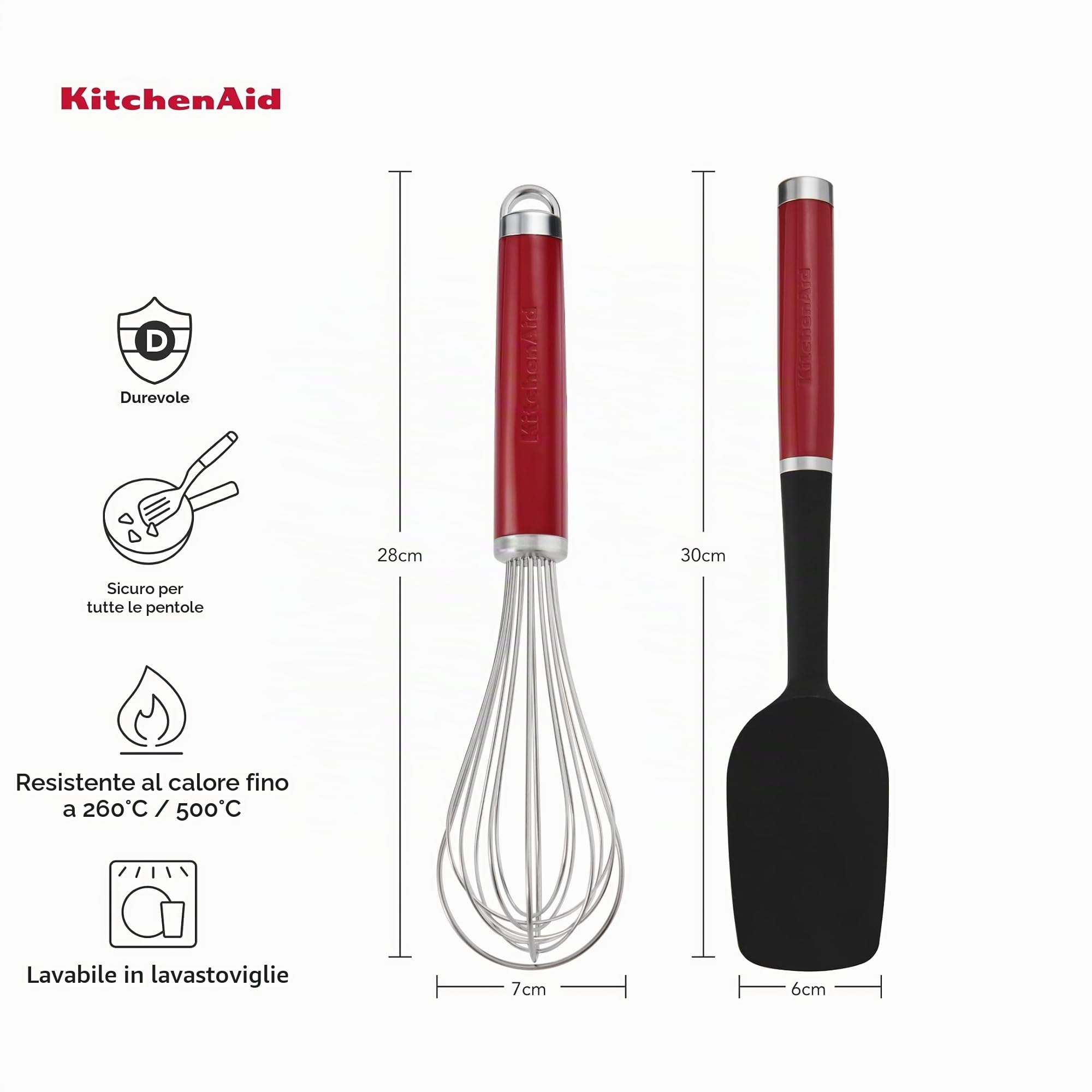KitchenAid Universal Set da Forno 2 pz con Cucciaio e Frusta – Rosso Impero