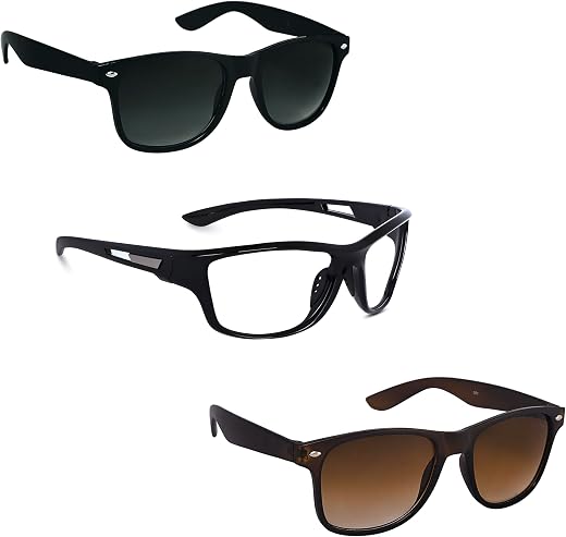 Imperial Club Sunglasses Combo, Square and Sport Style, Black and Brown, UV Protection, Pack of 3 com8