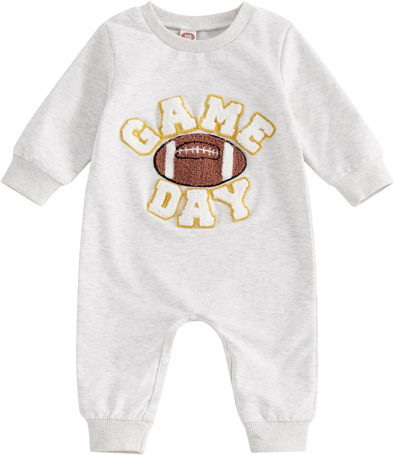 FOMOYUU Newborn Baby Boy Clothes Waffle Letter Embroider Long Sleeve Romper Pullover Tops and Pants Sets Fall Winter Outfits