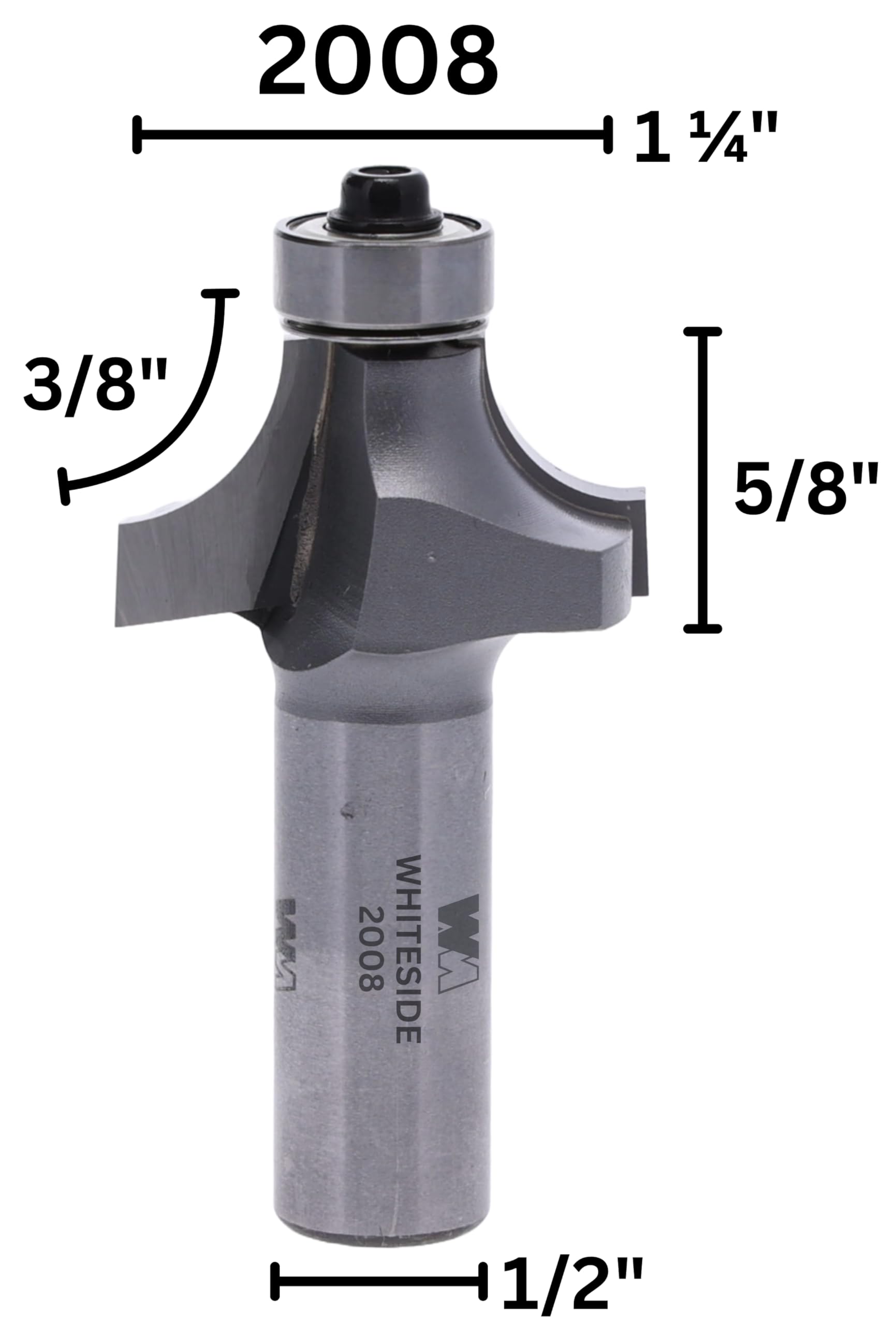 Uchwyt Whiteside 1/2", promień 3/8" x średnica 1-1/4" x 1,8 cm długość cięcia - okrągłe B...