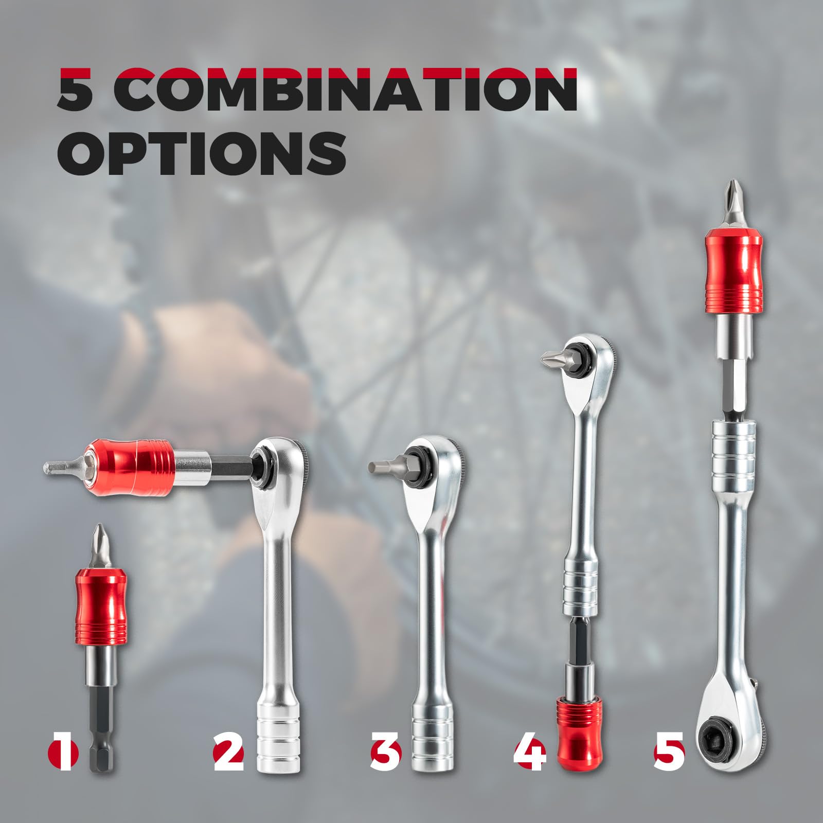 ROCKBROS 10-in-1 Fahrrad-Multitool mit Ratsche und Reifenhebern, Kompakt & Leicht, Reparaturwerkzeug für Rennrad, MTB und Unterwegs