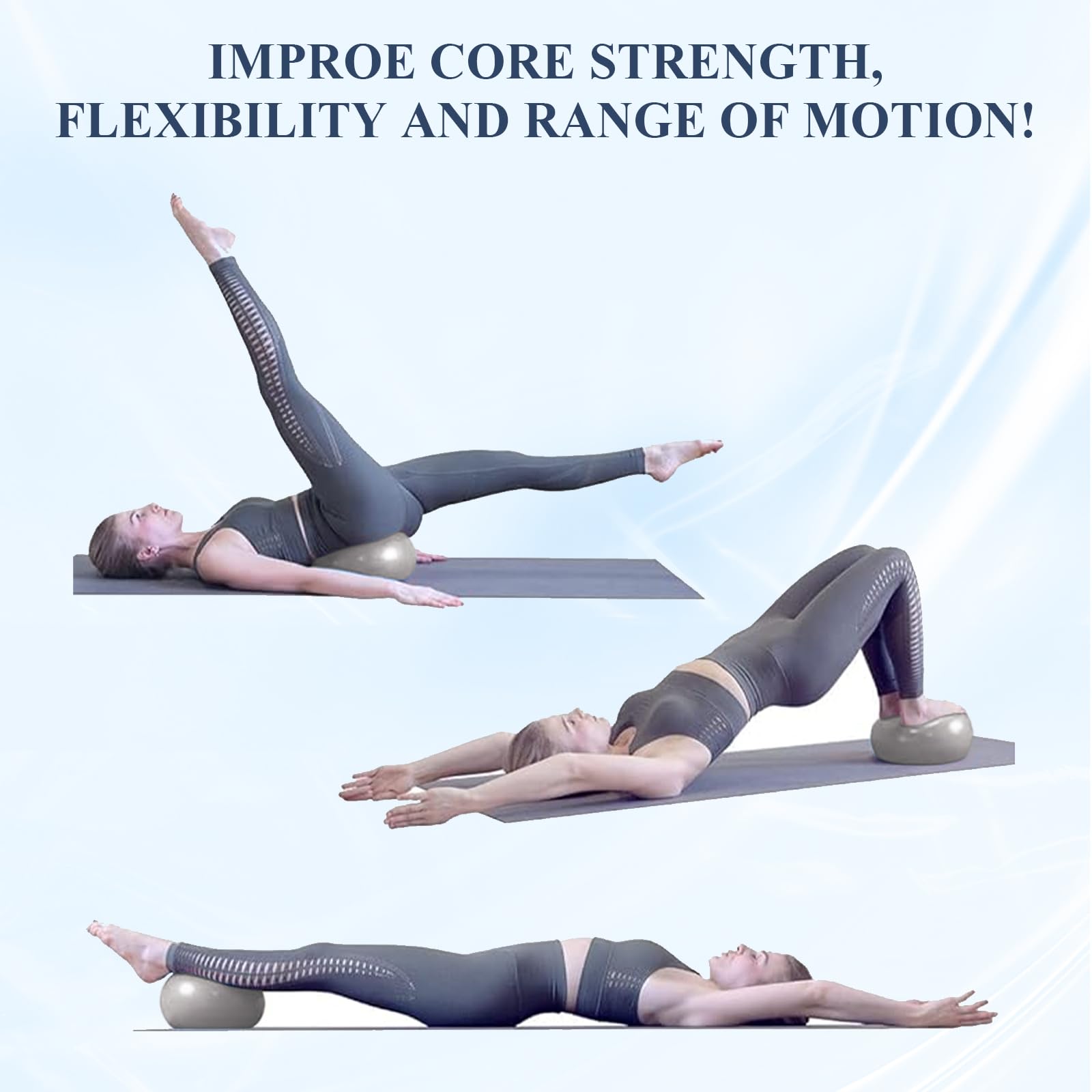 flintronic Zestaw piłek do jogi, piłka do jogi i fitnessu, 25 cm, bardzo grube, do ćwiczeń, z pompką ręczną, do pracy, pilatesu, fitnessu, stabilności