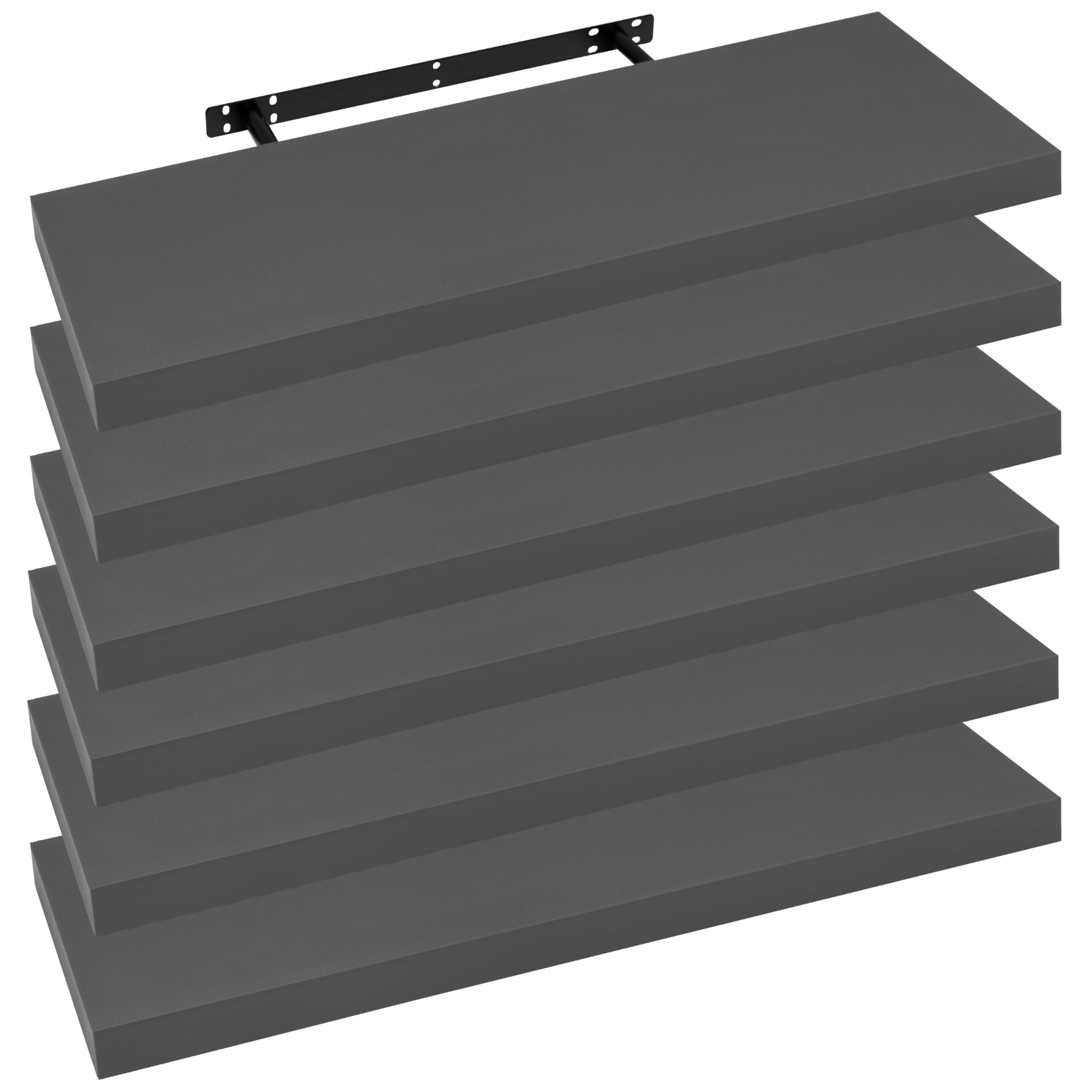 WOLTU 6 Pcs Floating Shelves, 90cm Dark Grey Wall Shelf, Bookshelf