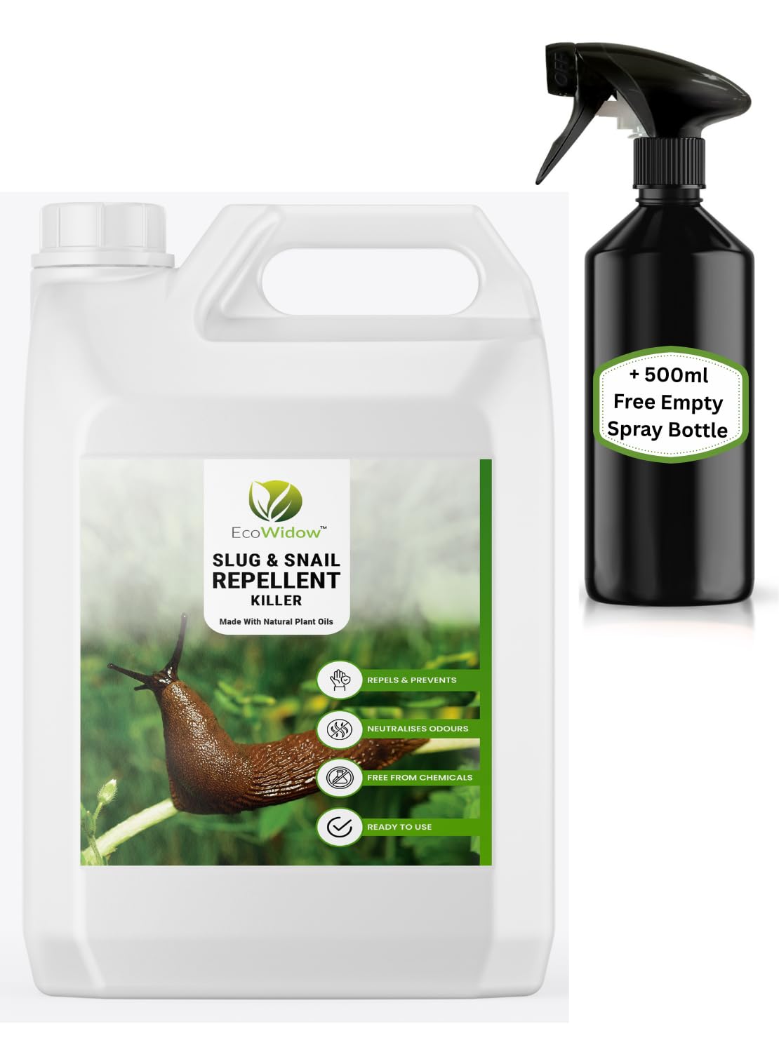 Ecowidow Slug & Snail Terminator Spray – Triple Strength Indoor/Outdoor Repellent with Nozzle – Fast-Acting Alternative to Slug Pellets & Copper Tape – UK Garden Pest Control