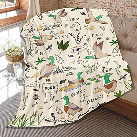 Duck Blanket for Boys Girls,Cute Mallard Duck Gifts, Soft Lightweight Flannel Throw Blanket with Mallard Ducks, Cute Duck Decoration for Bed Bedroom Sofa, 60 in x 50 in for Teenagers Cover