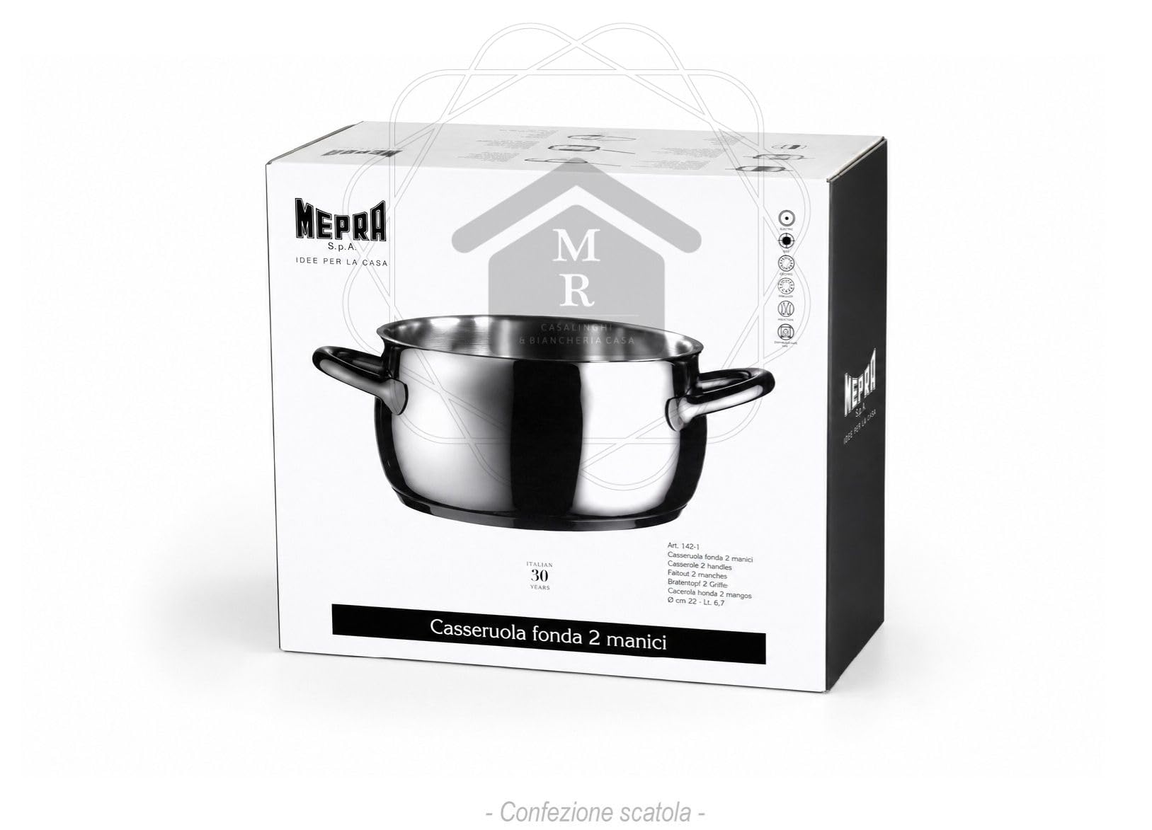 CASSERUOLA FONDA 1950 MEPRA ACCIAIO INOX 18/10 TRIPLO FONDO INDUZIONE (Casseruola cm. 18)
