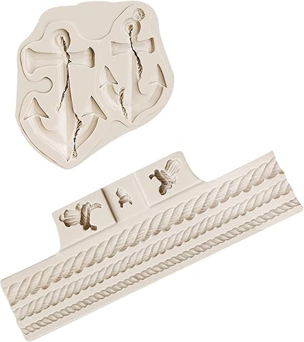 Miniatura 9 de Moldes de silicona de anclaje, molde de fondant de cuerda, chocolate pirata para cuerda pirata, gancho de barco, timón, arcilla de resina