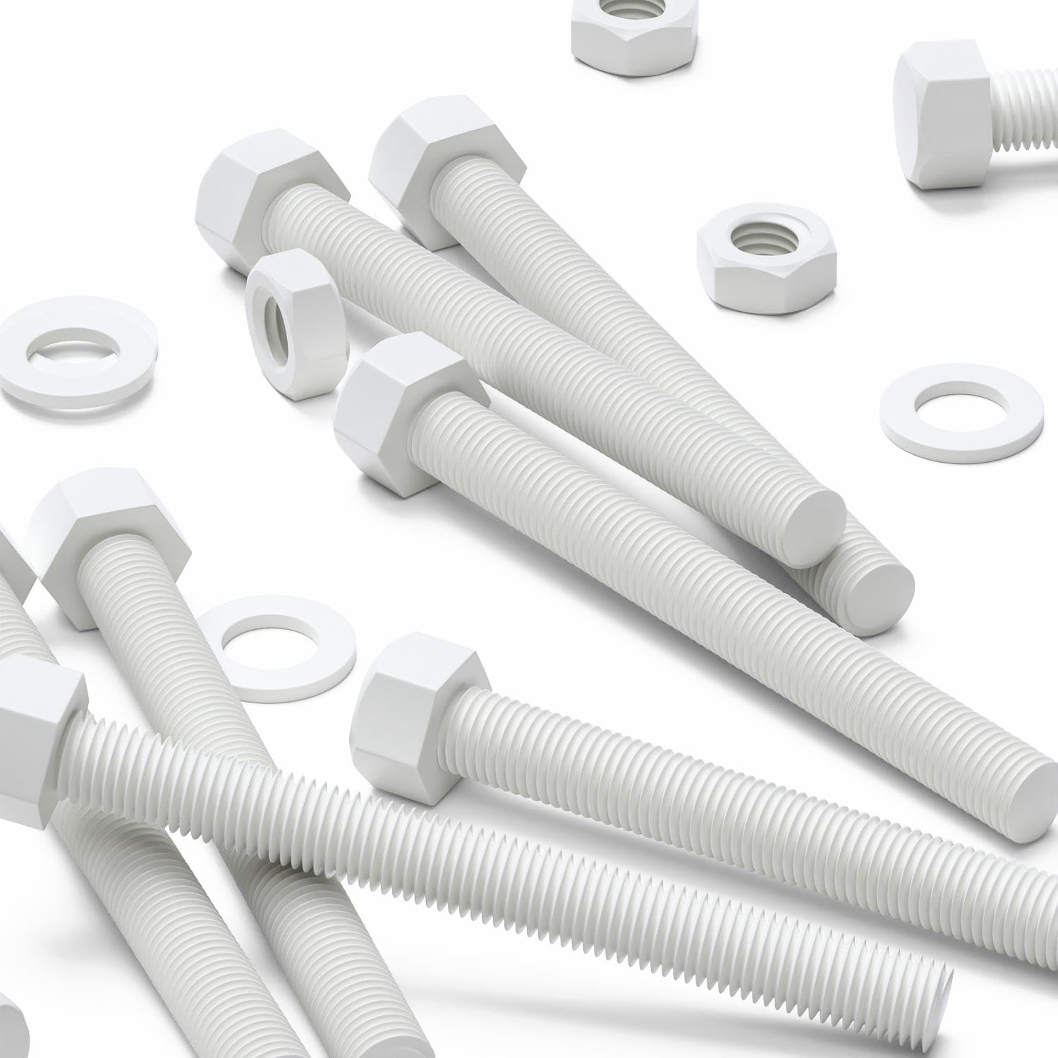 Caterpillar Red White 5X Pp Hex Head M16x150mm Plastic Bolts, Nuts & Washers, Anti-Corrosion, Chemical Resistant
