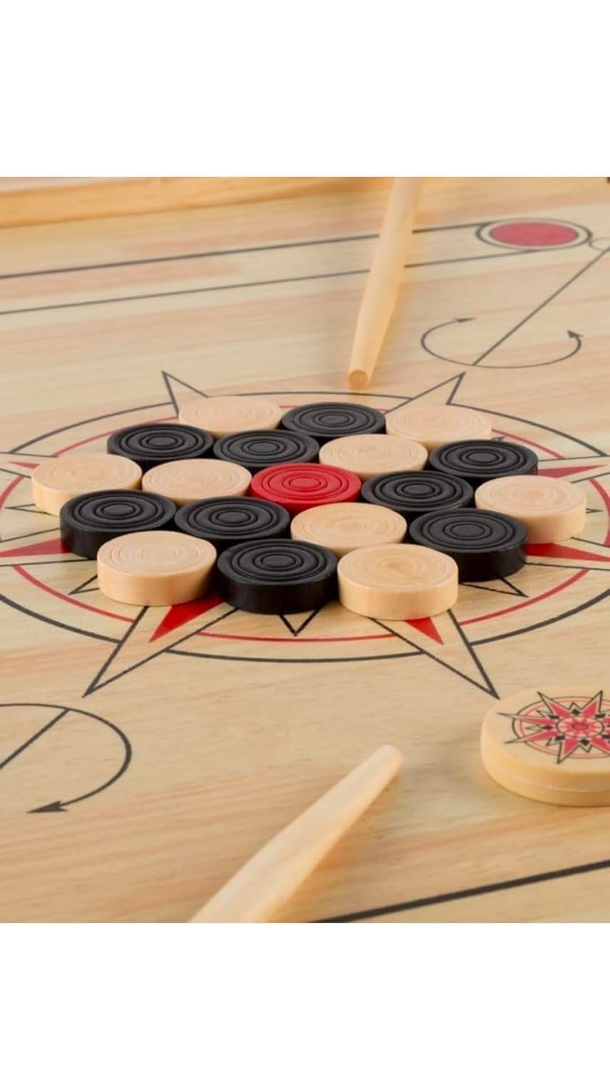 CRAZX Wooden Carrom Coins with 8mm Ivery Striker & 5 Grms Disco Powder (Wooden Carrom Coins)